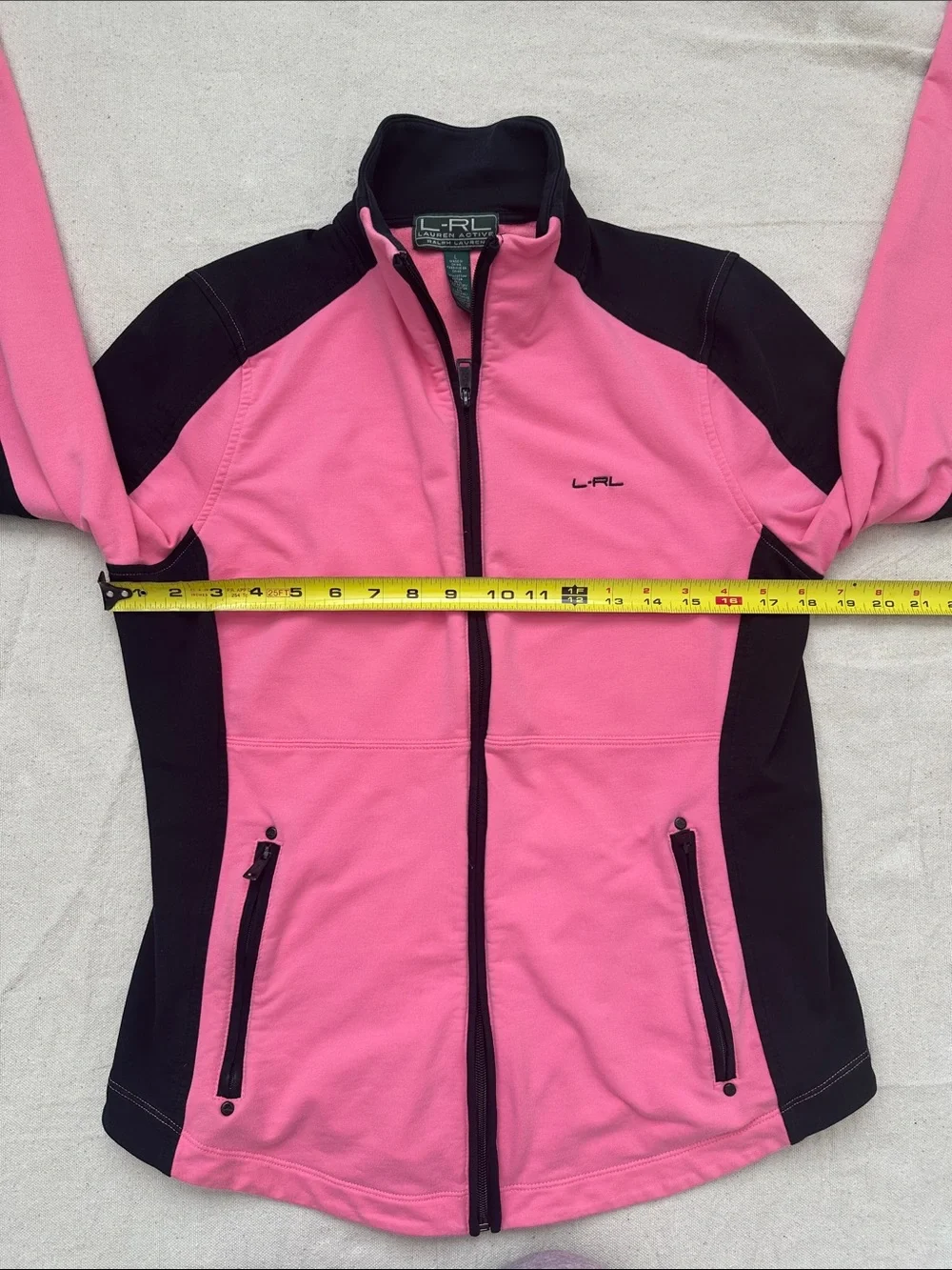 Lauren Active Ralph Lauren Pink & Black Full-Zip Long Sleeve Sweatshirt Size L - Picture 6 of 9